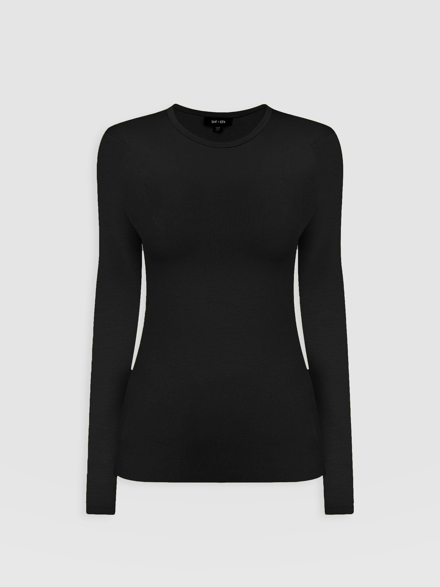 Ribbed Long Sleeve Tee - Black - Women's T-shirts | Saint + Sofia® USA